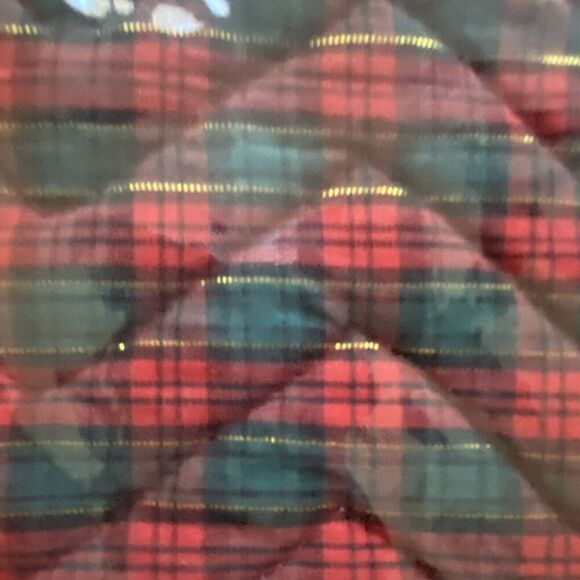Vintage NOS Quilted Plaid Christmas Table Runner Green Red Classic Holiday 72” - Picture 5 of 8